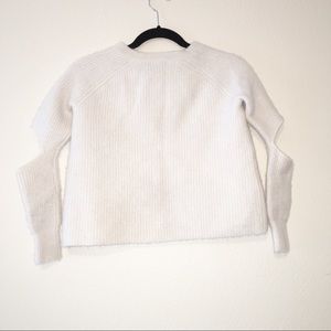 Aqua Cashmere Sweater Cutout Elbows